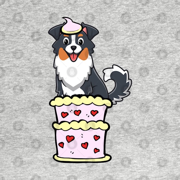 Collie dog Jumping out of a cake by Pet Station